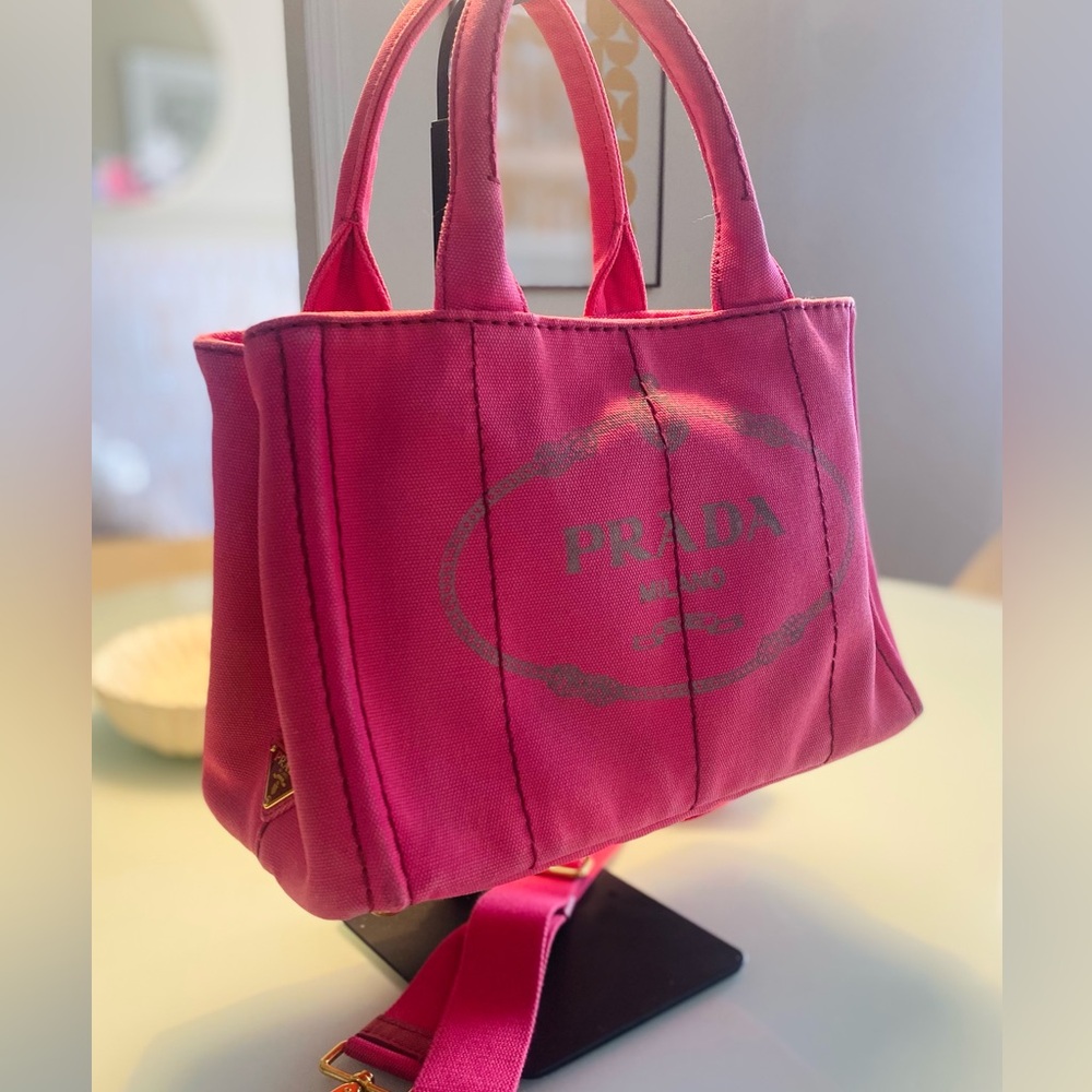Small Prada Canapa Fuscia tote/shoulderbag $1300